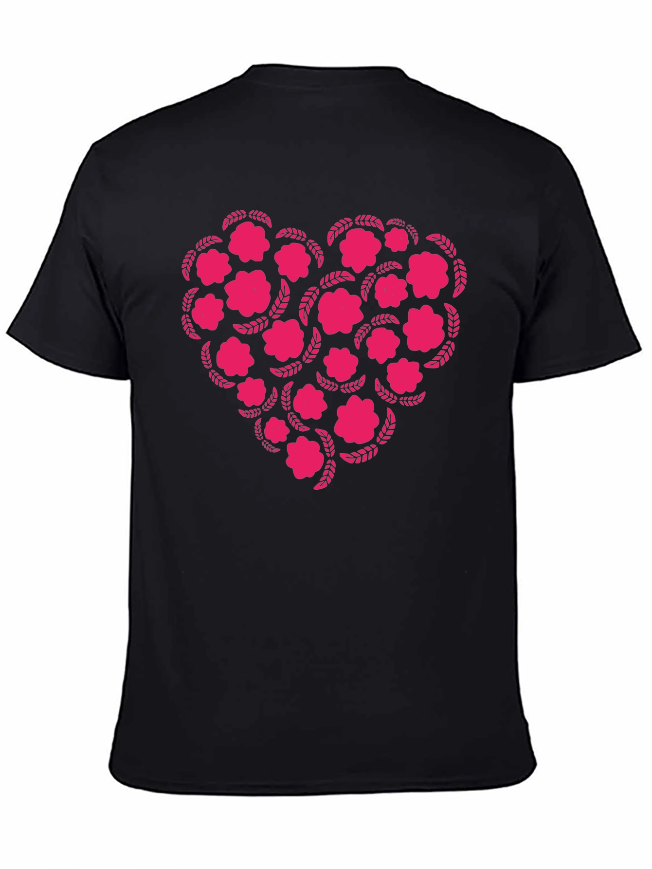 Floral Heart Graphic Tee - Black