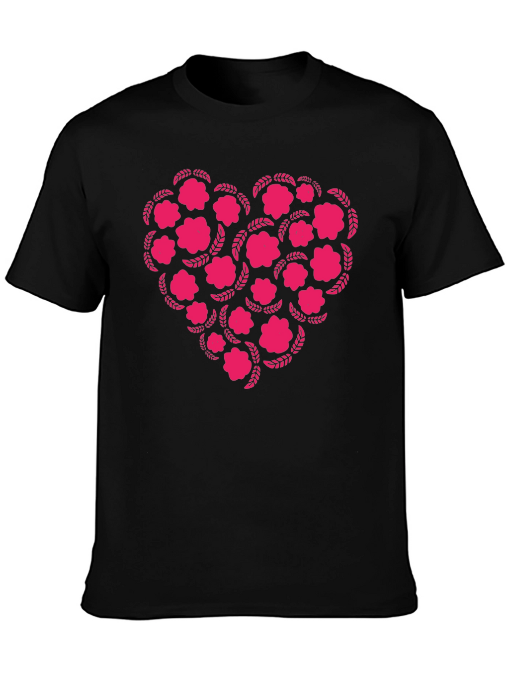 Floral Heart Graphic Tee - Black