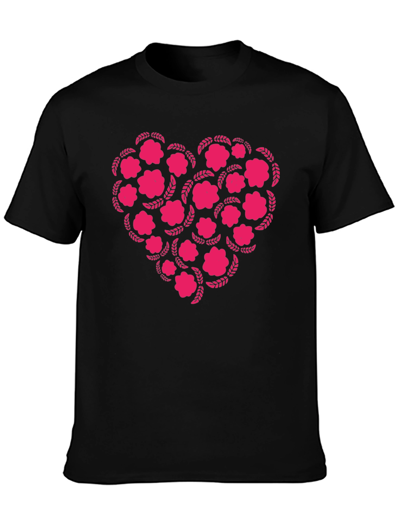 Floral Heart Graphic Tee - Black