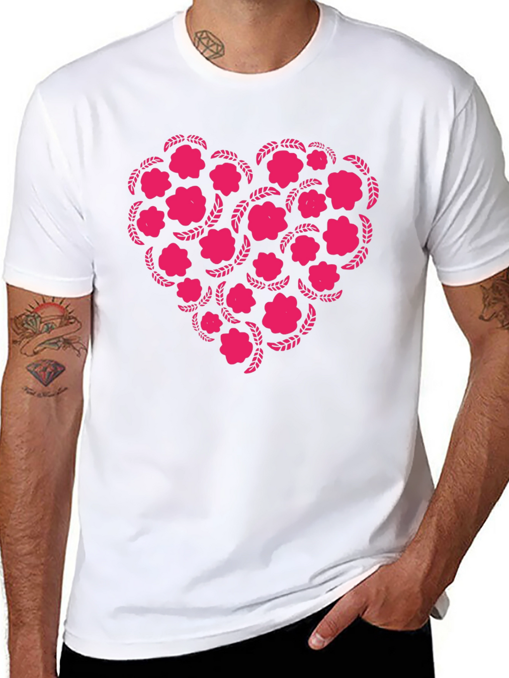 Floral Heart Graphic Tee - Black