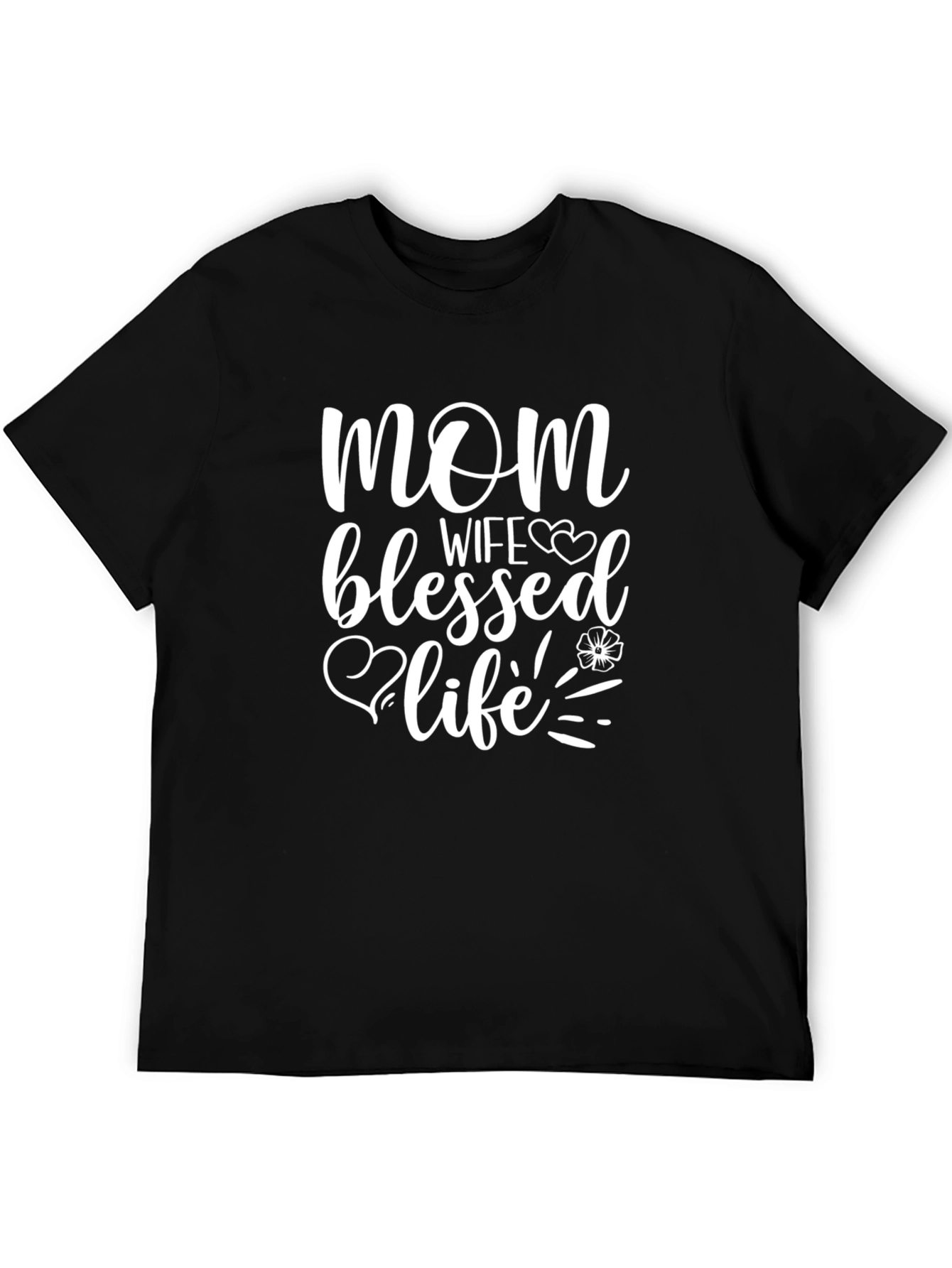Mom Wife Blessed Life Graphic Tee - Black