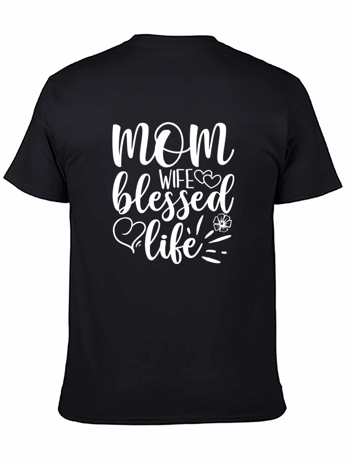 Mom Wife Blessed Life Graphic Tee - Black