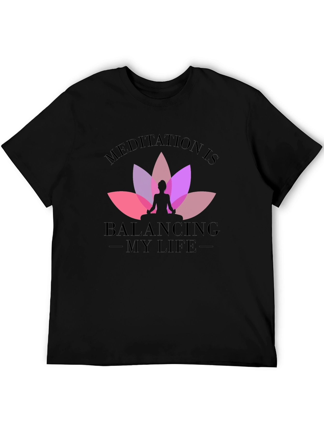 Meditation Balancing Life Black T-Shirt