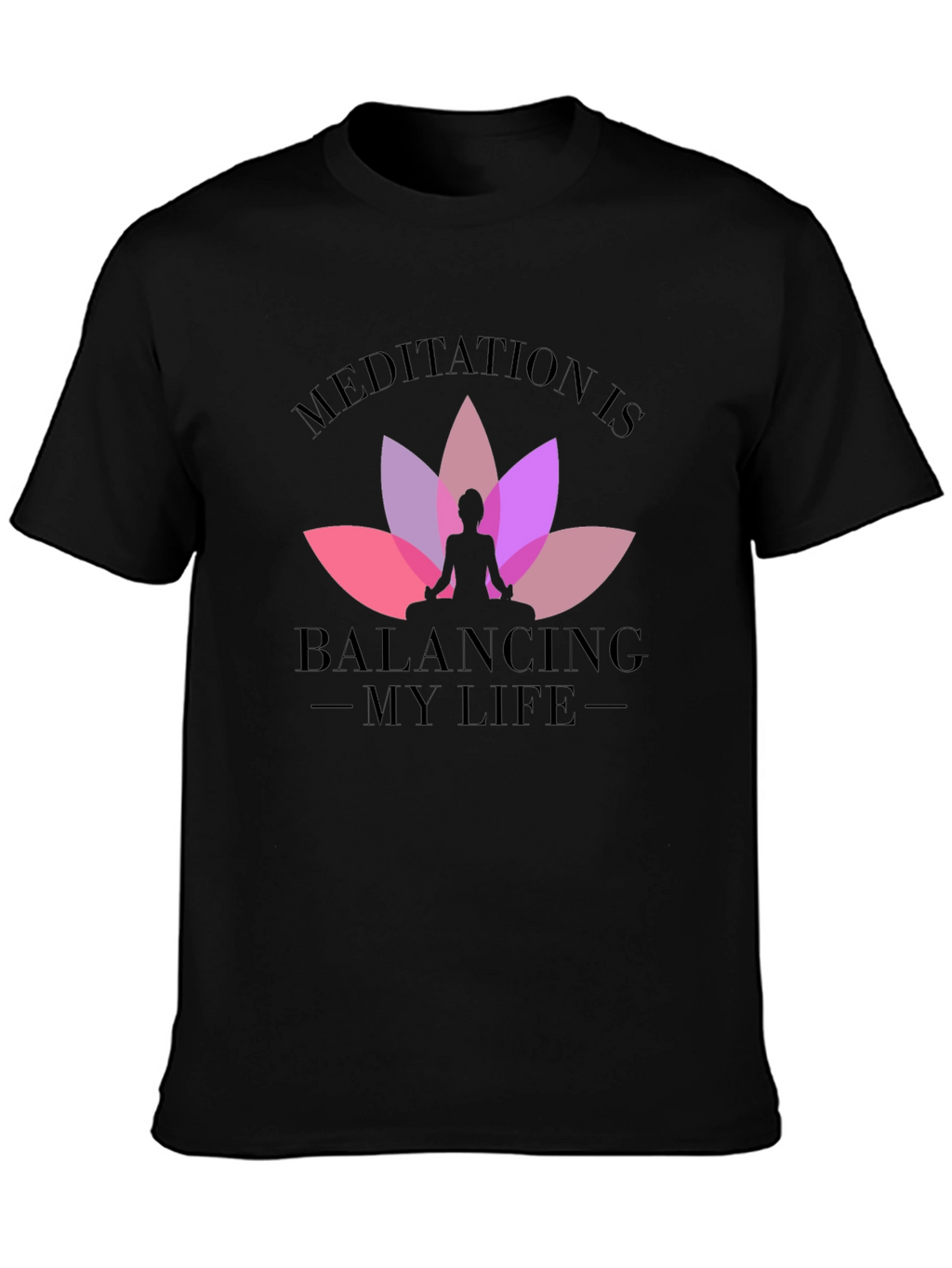 Meditation Balancing Life Black T-Shirt