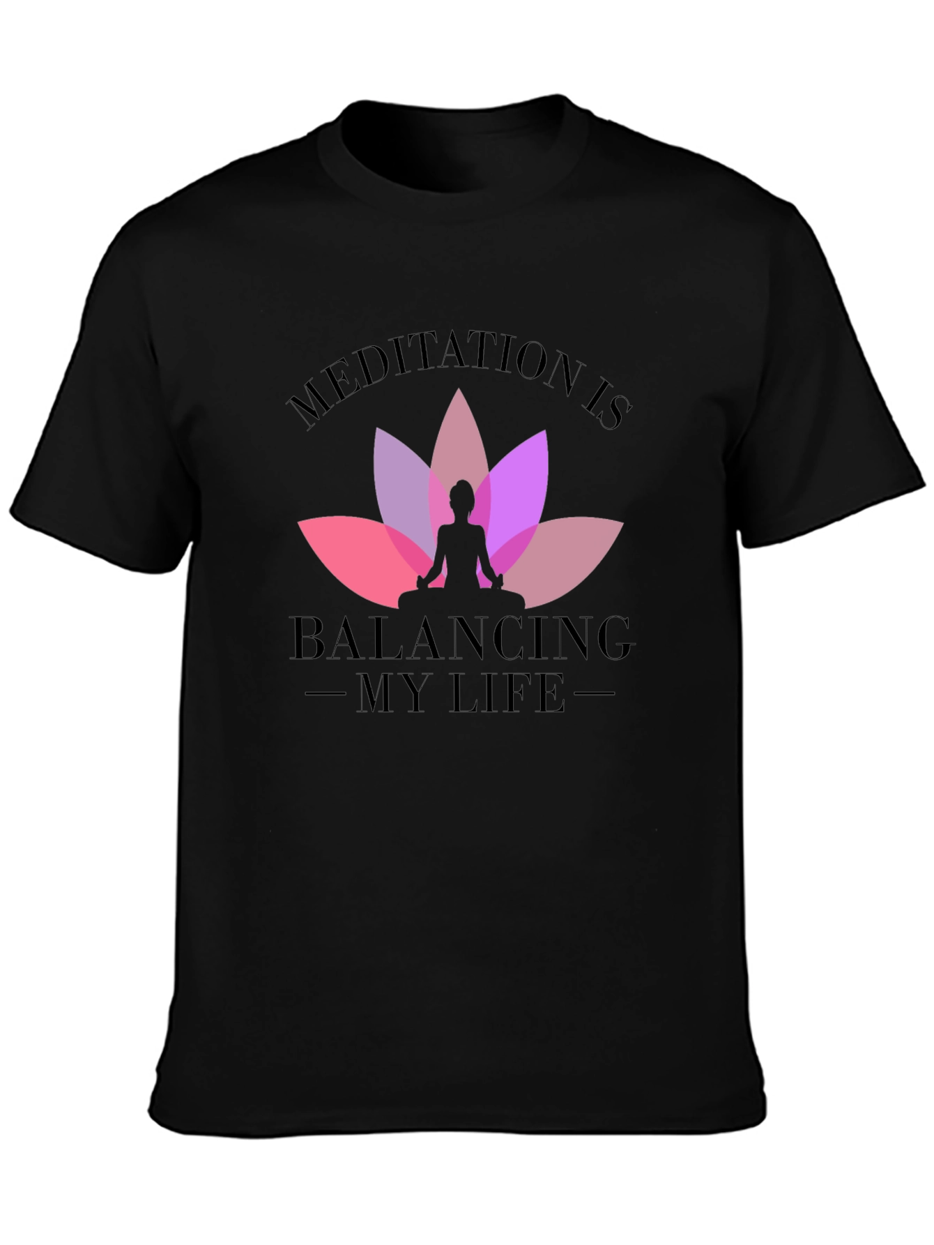 Meditation Balancing Life Black T-Shirt