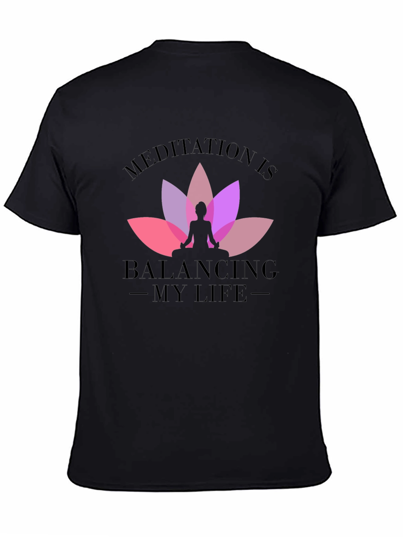 Meditation Balancing Life Black T-Shirt