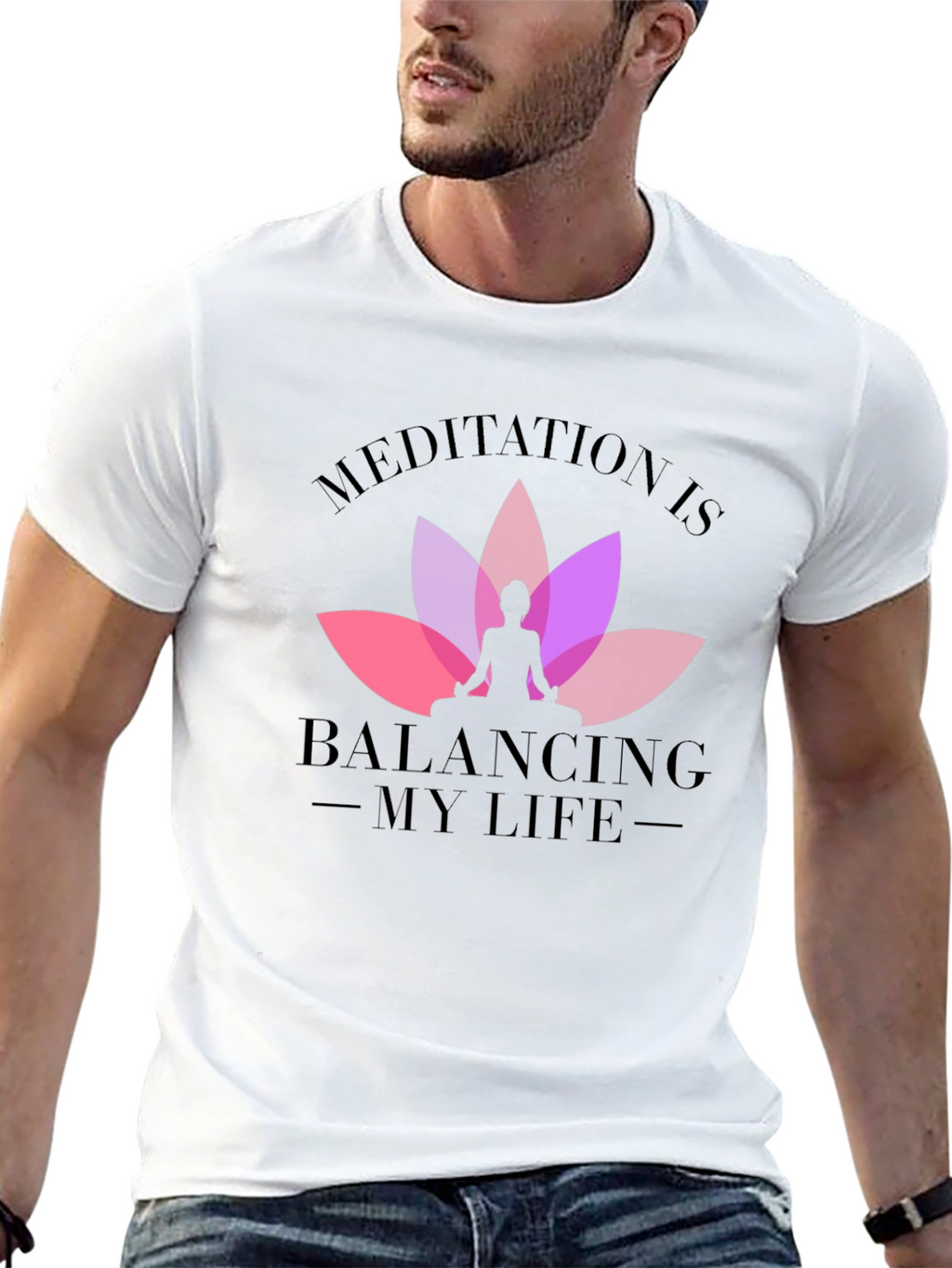 Meditation Balancing Life Black T-Shirt