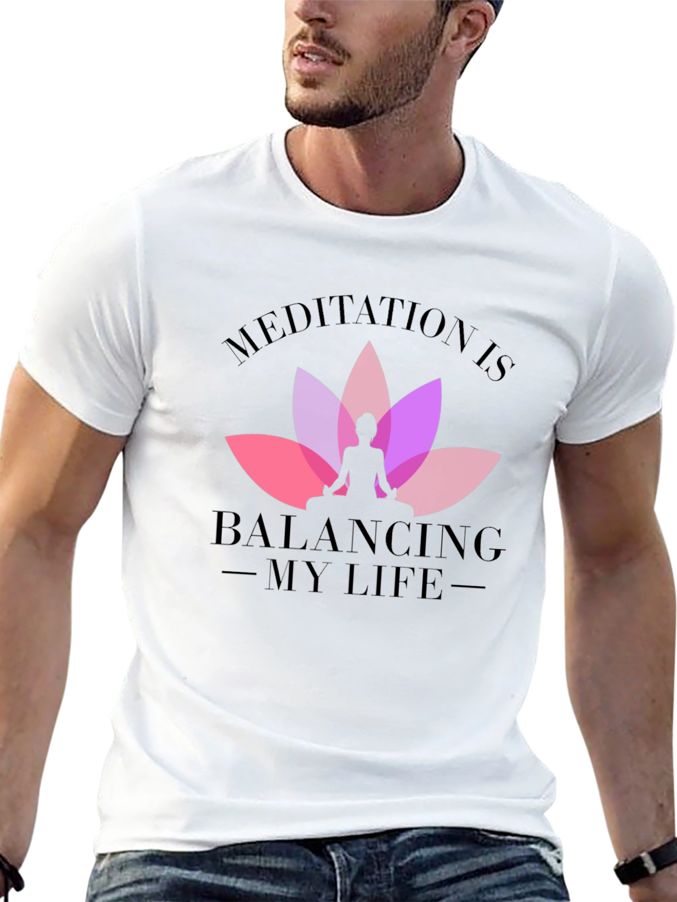 Meditation Balancing Life Black T-Shirt