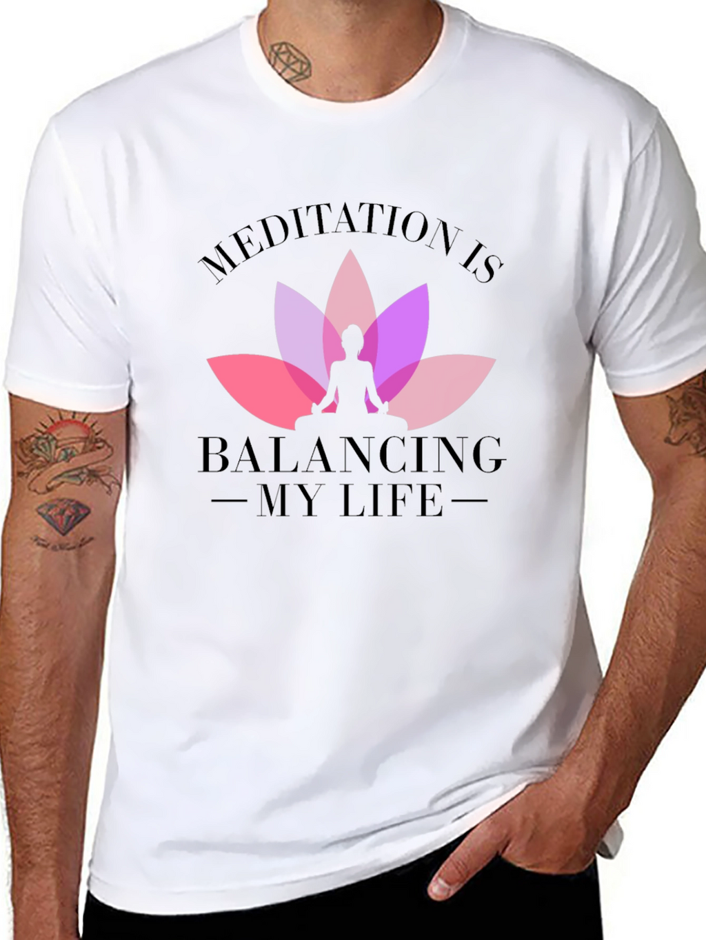 Meditation Balancing Life Black T-Shirt