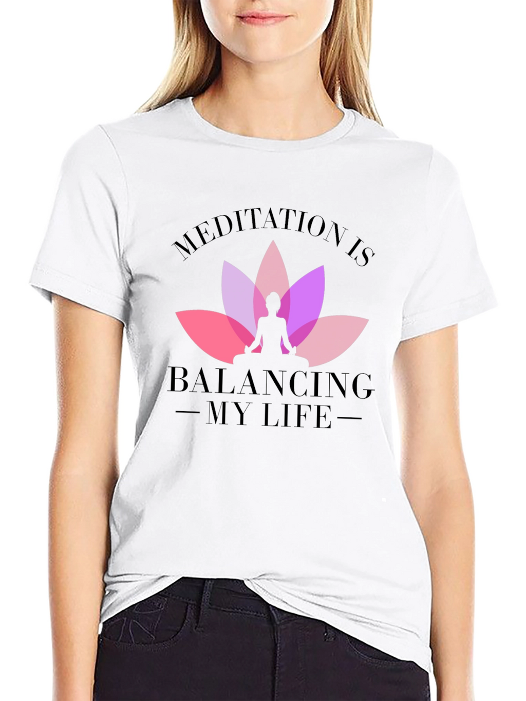 Meditation Balancing Life Black T-Shirt