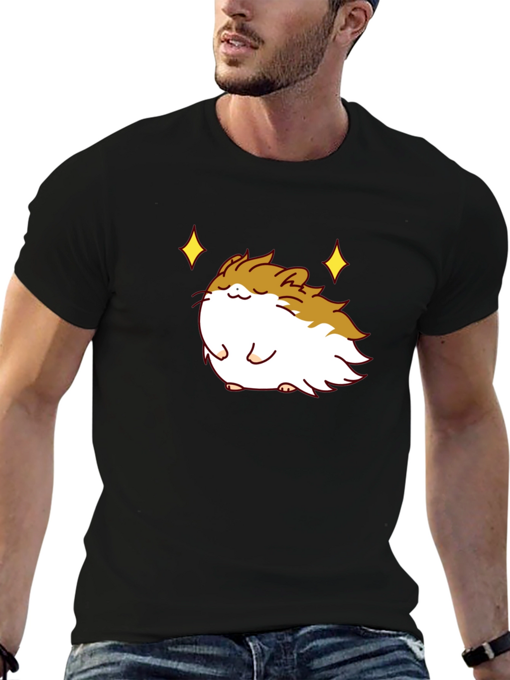 Cute Guinea Pig Graphic T-Shirt - Black