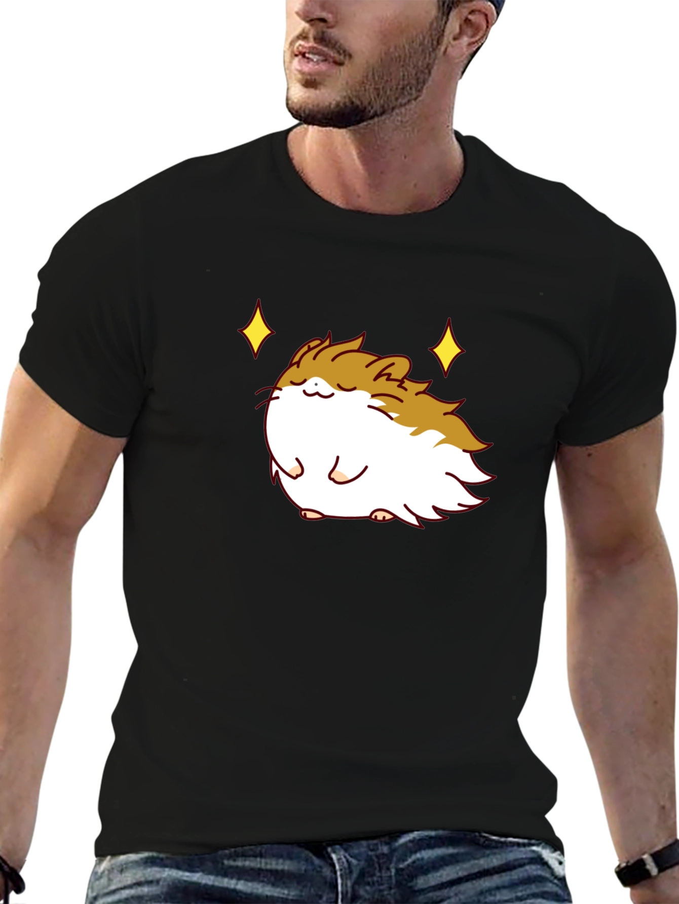 Cute Guinea Pig Graphic T-Shirt - Black