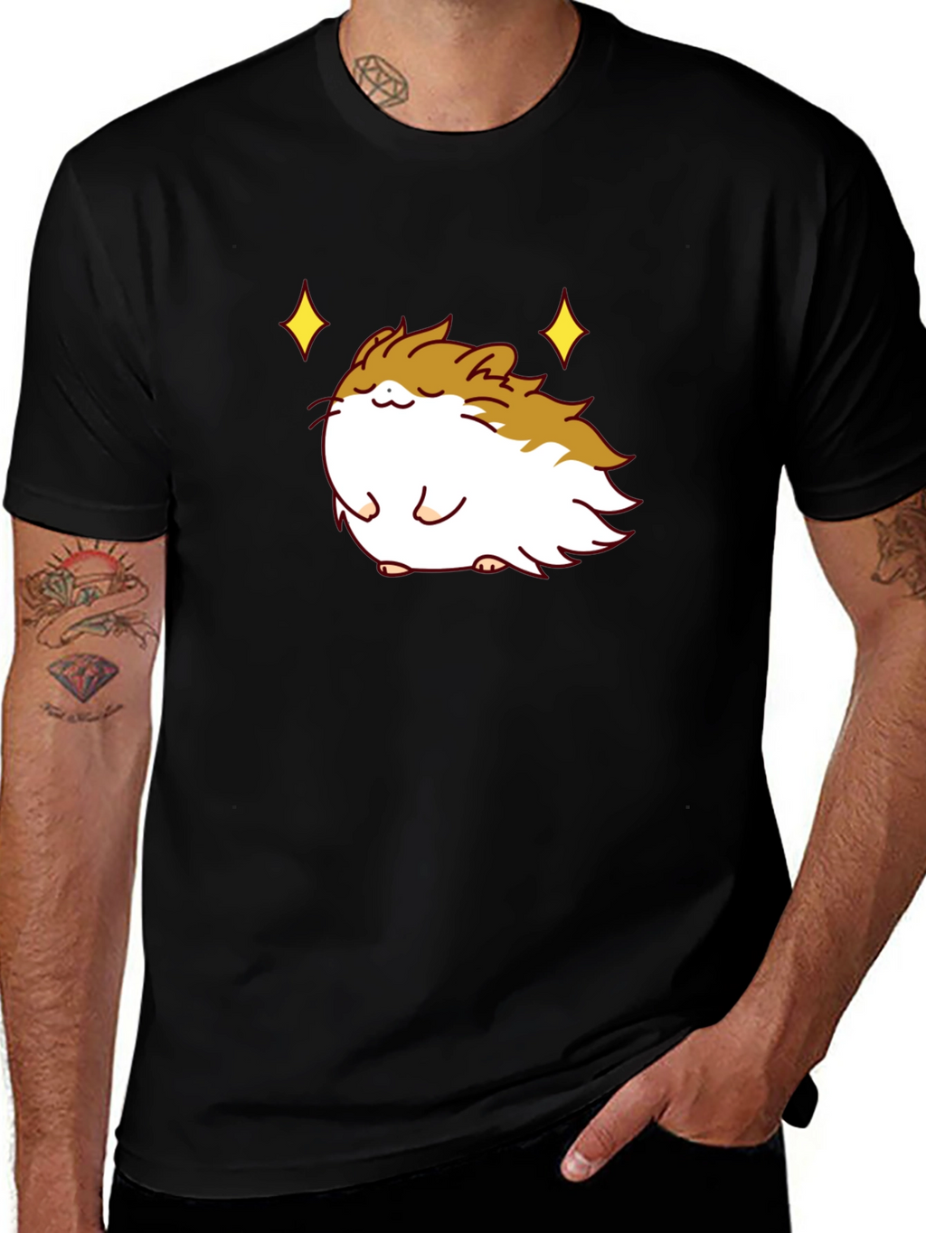 Cute Guinea Pig Graphic T-Shirt - Black