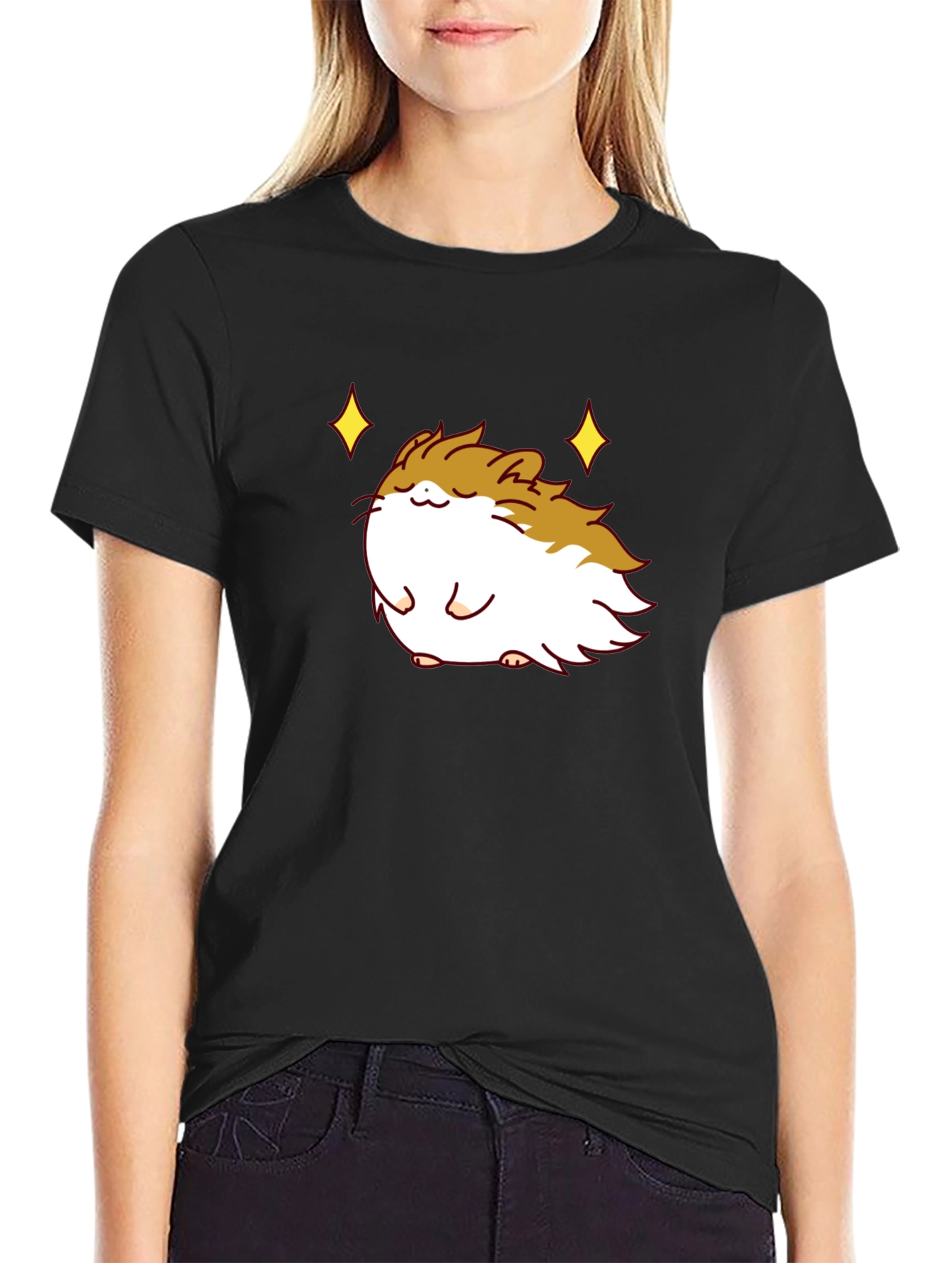 Cute Guinea Pig Graphic T-Shirt - Black