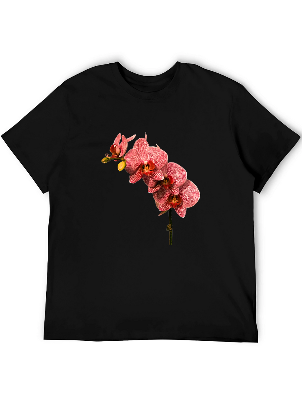 Floral Orchid Print Black T-Shirt