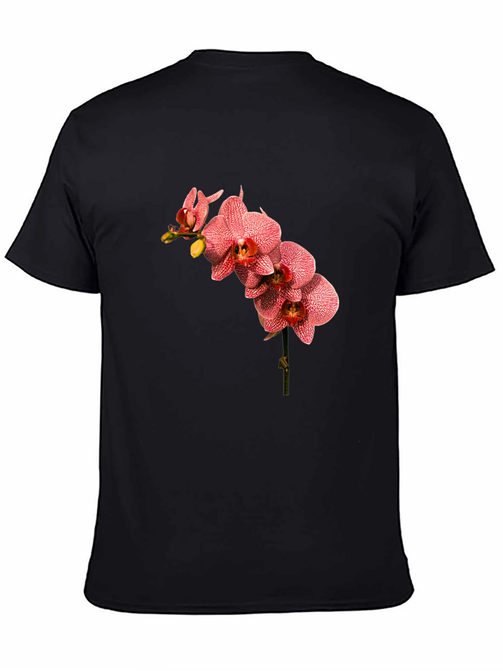Floral Orchid Print Black T-Shirt