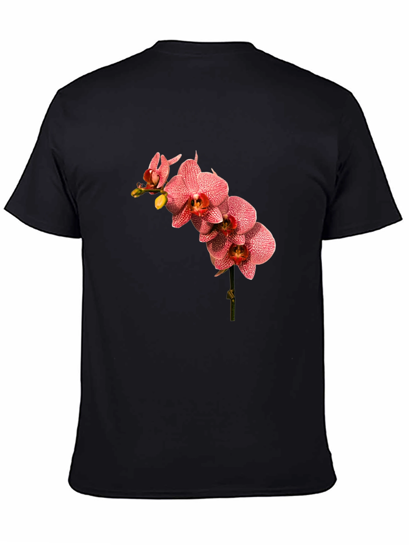 Floral Orchid Print Black T-Shirt