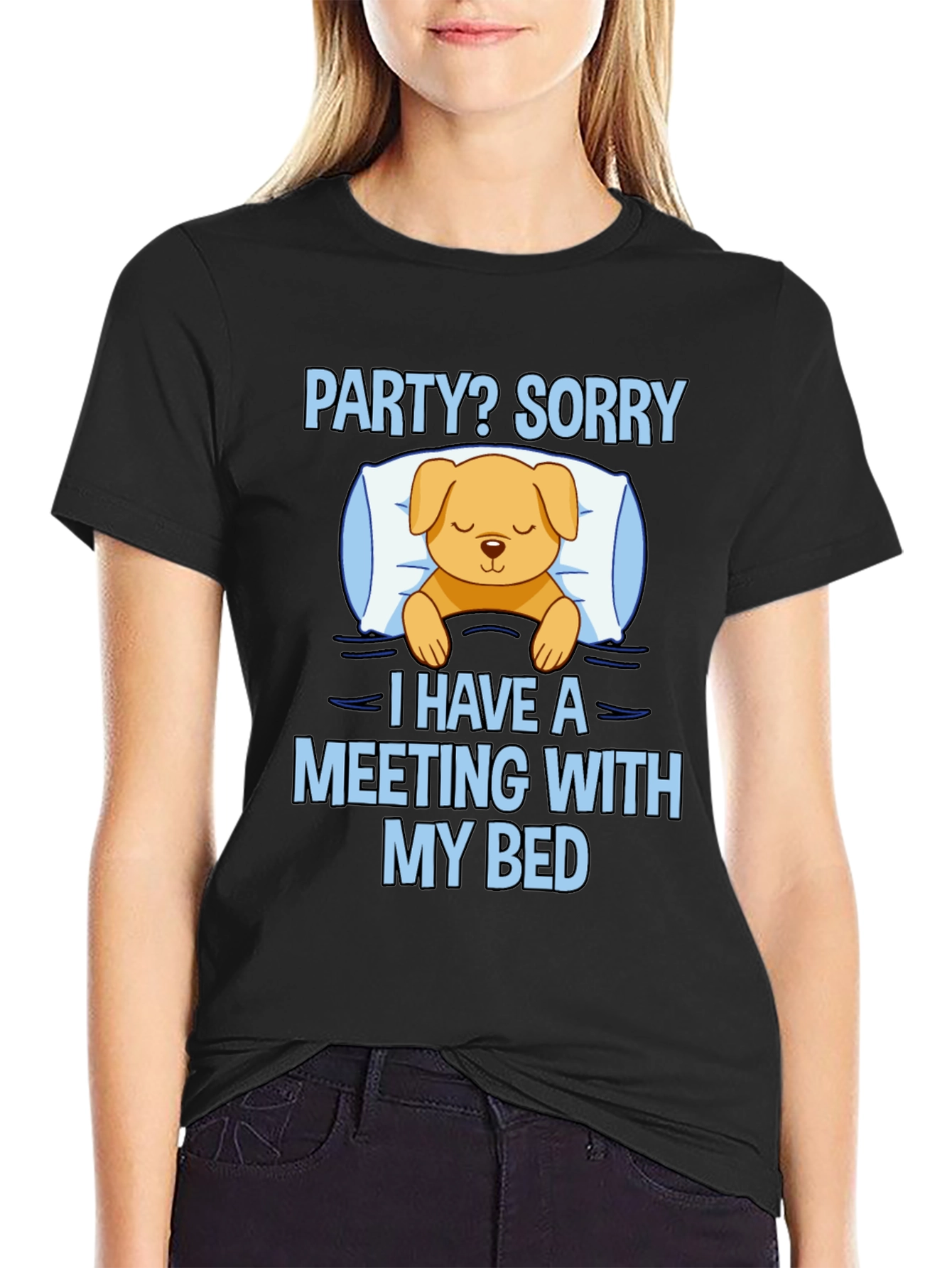 Meeting With My Bed Funny Graphic Tee