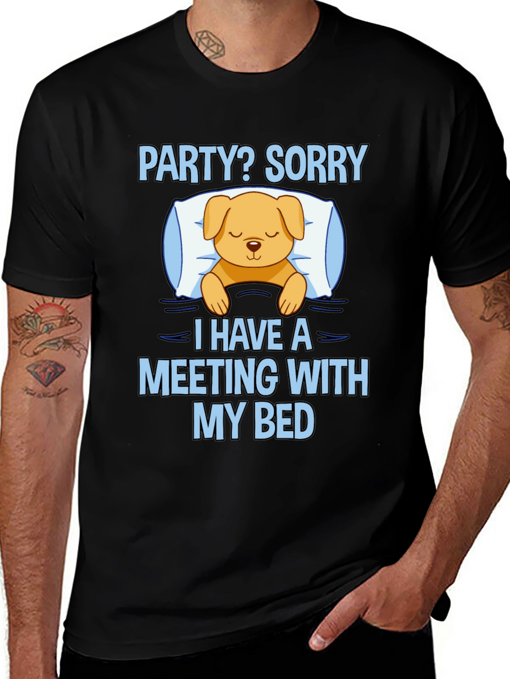 Meeting With My Bed Funny Graphic Tee