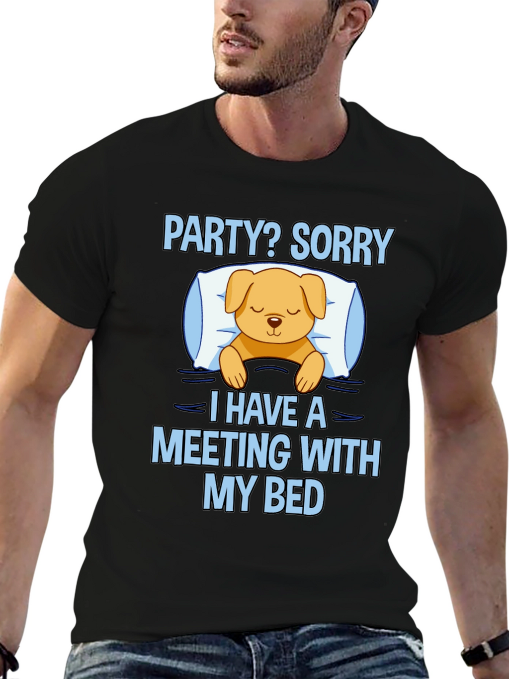 Meeting With My Bed Funny Graphic Tee