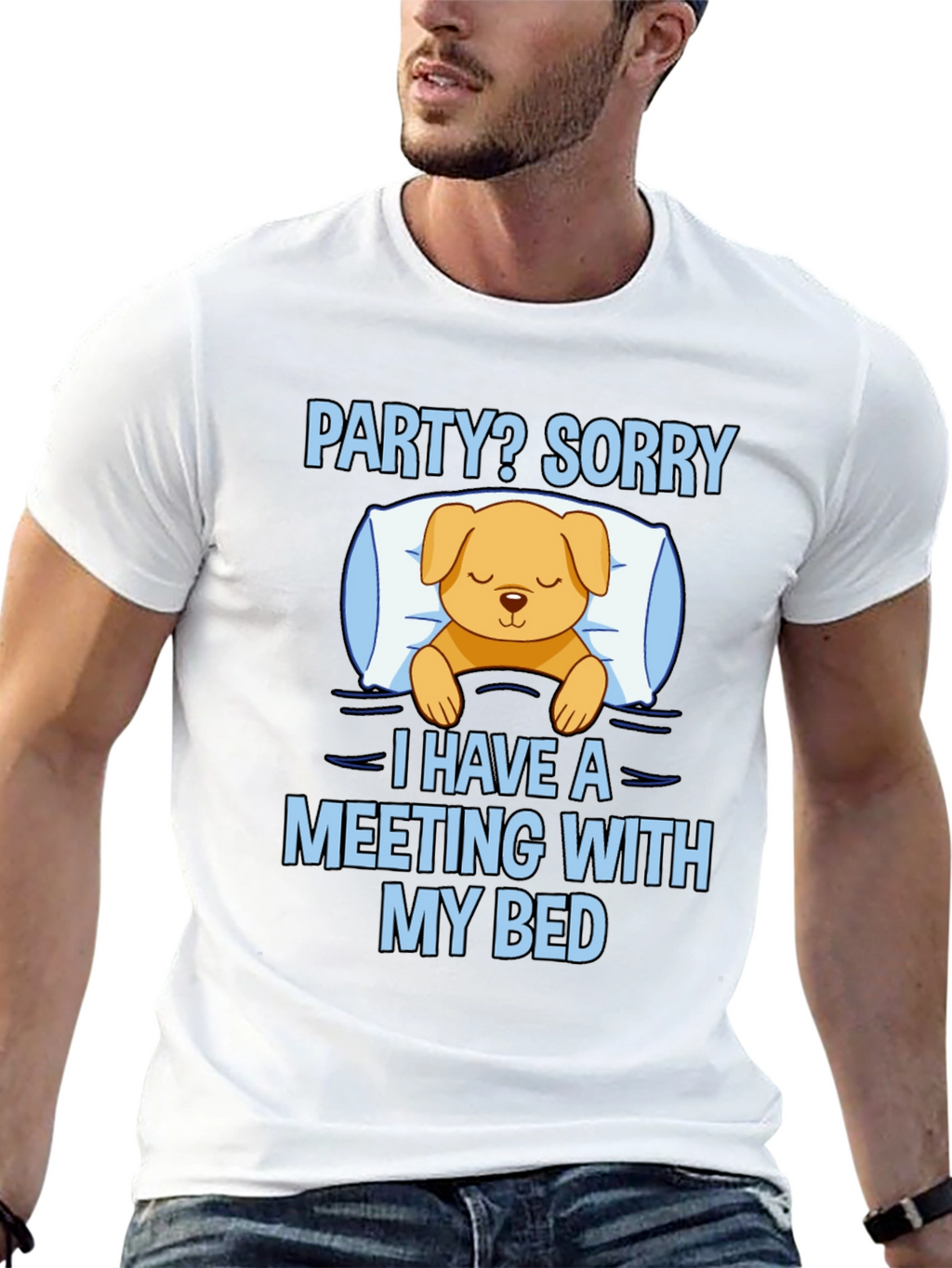 Meeting With My Bed Funny Graphic Tee
