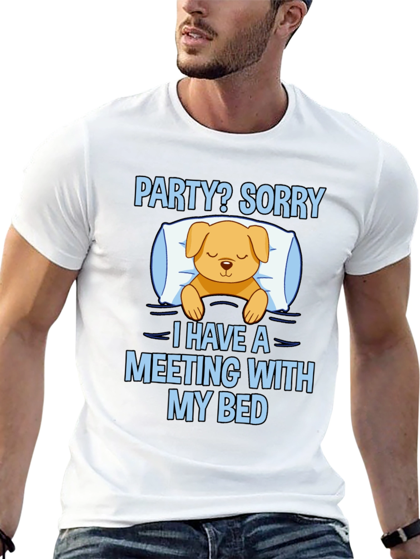 Meeting With My Bed Funny Graphic Tee
