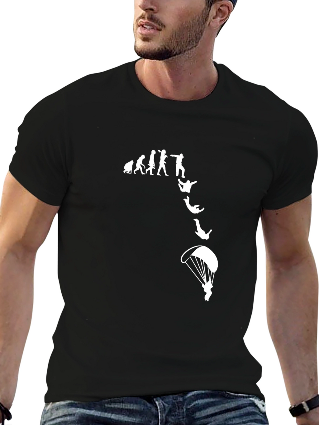 Evolution of Skydiving Black T-Shirt