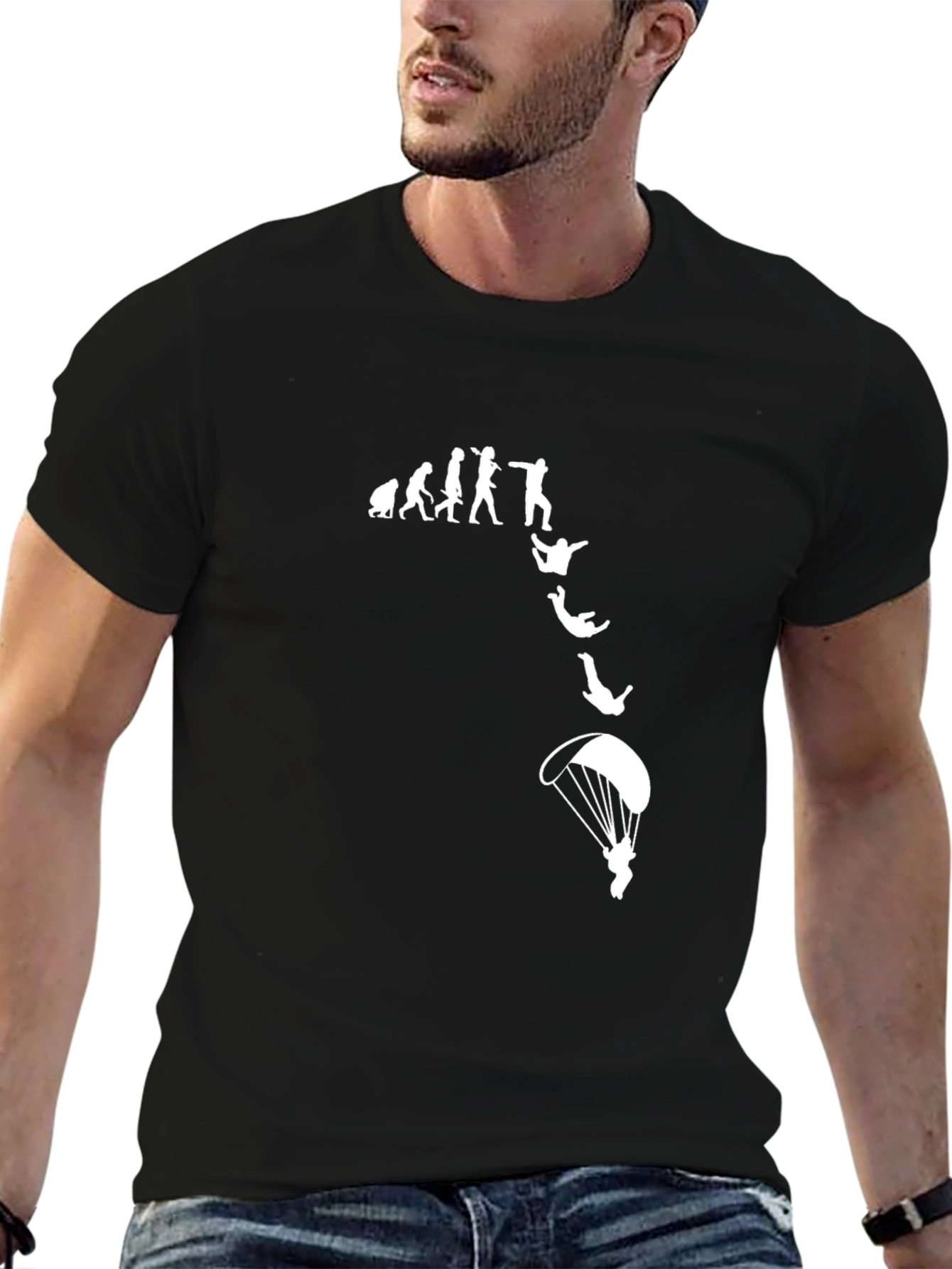 Evolution of Skydiving Black T-Shirt