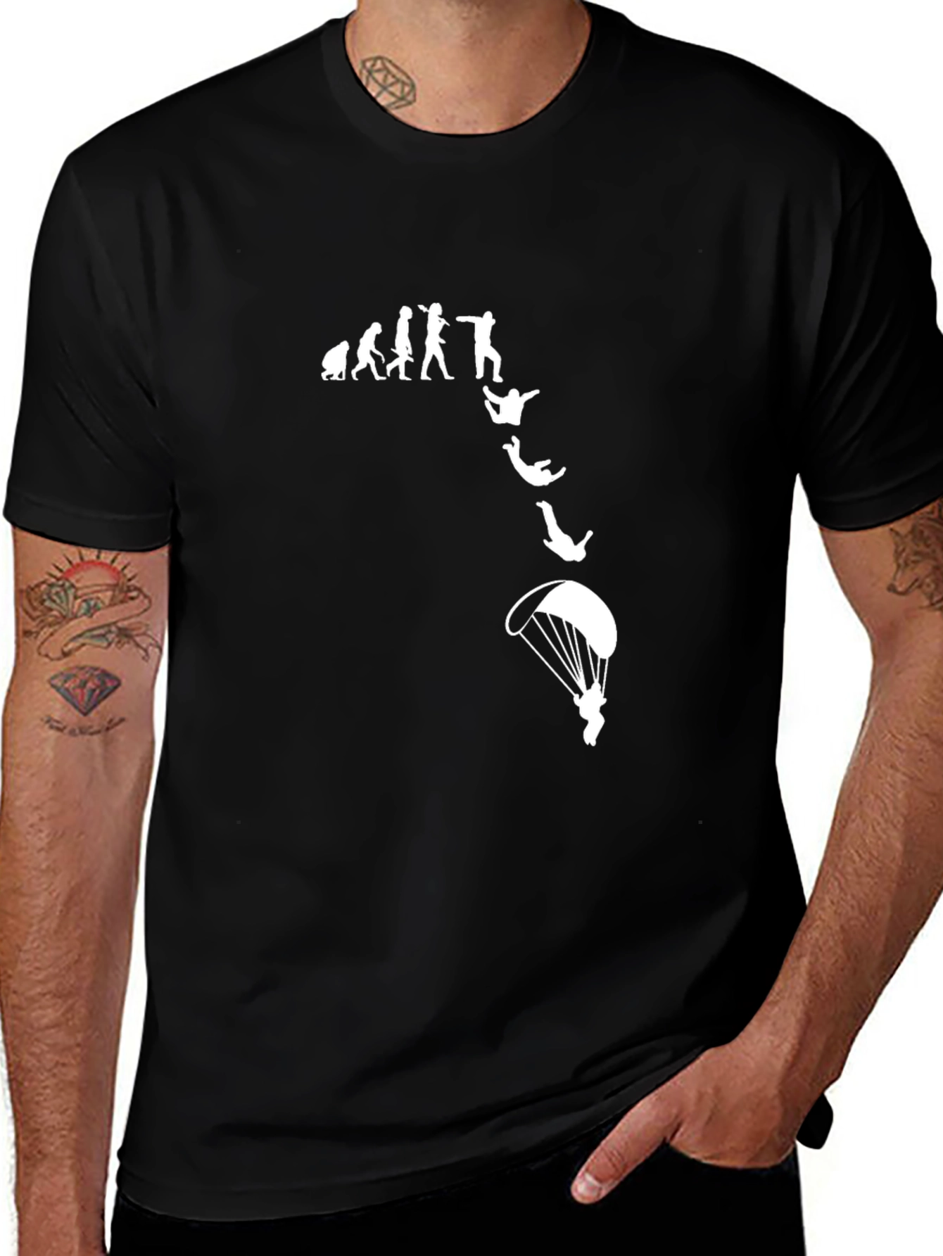 Evolution of Skydiving Black T-Shirt