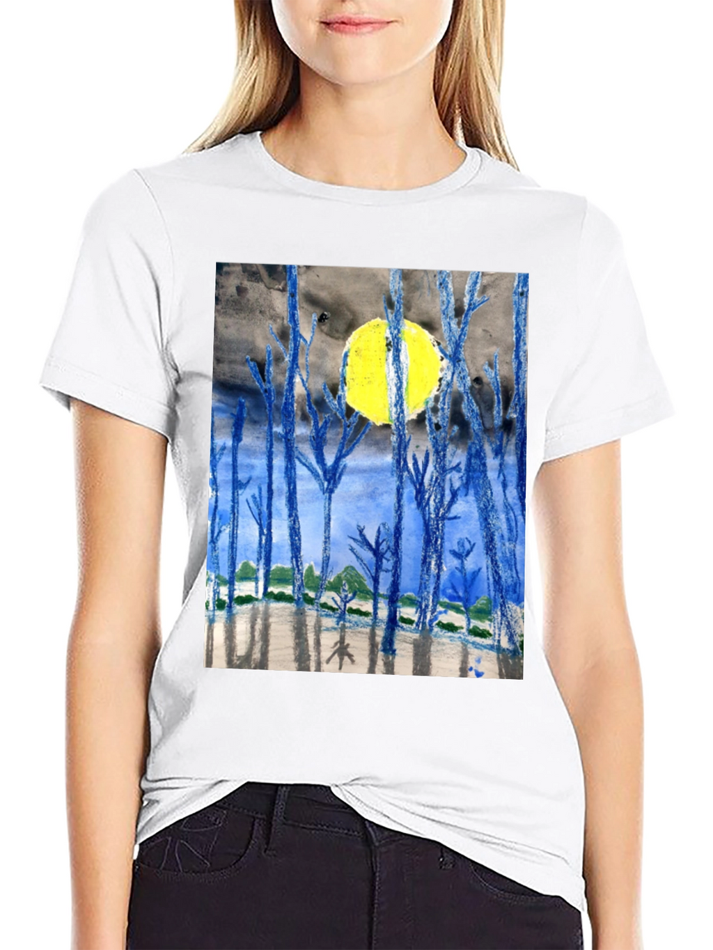 Artistic Night Forest Print T-Shirt