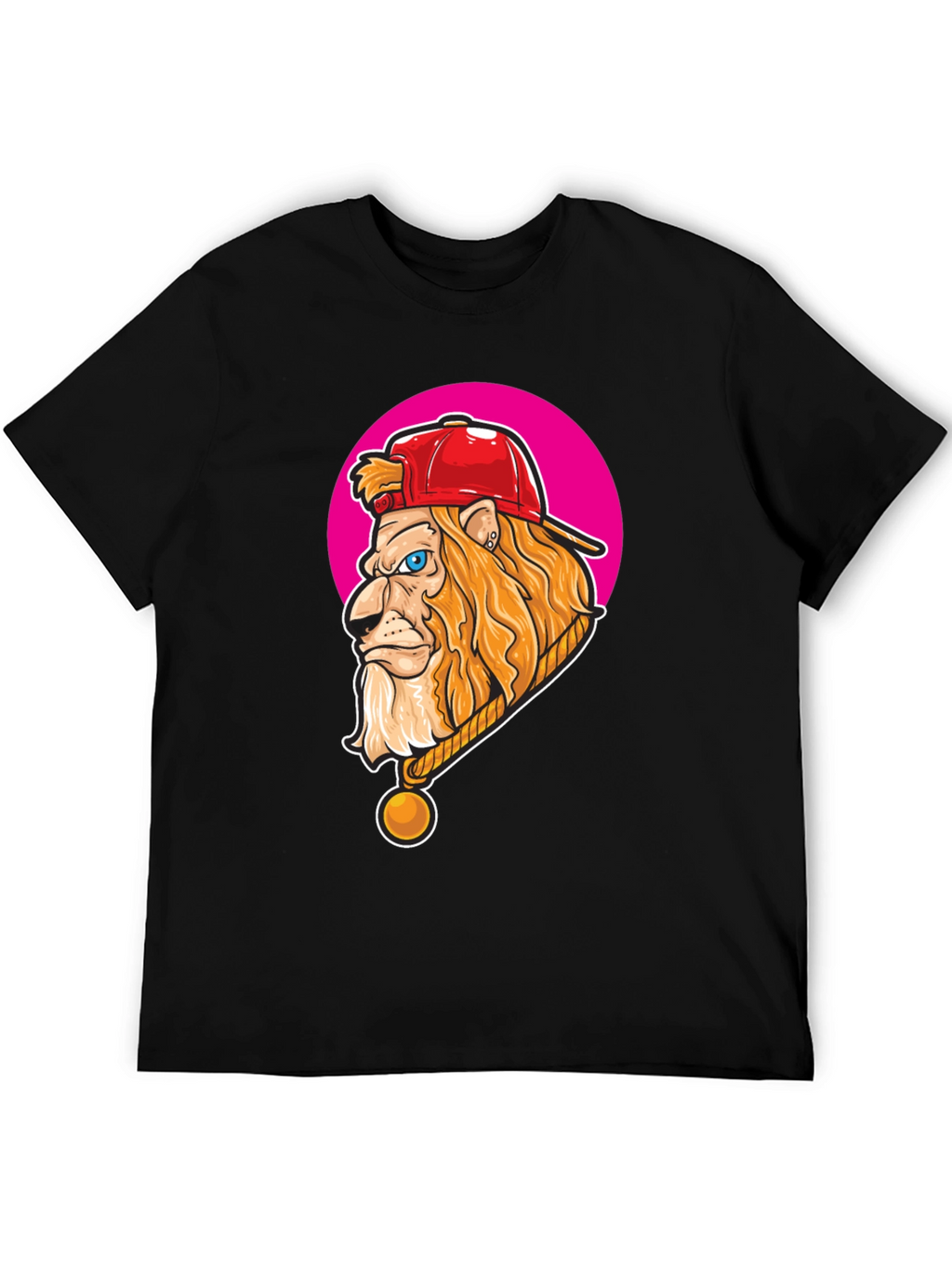 Lion Head Graphic Print Crew Neck T-Shirt