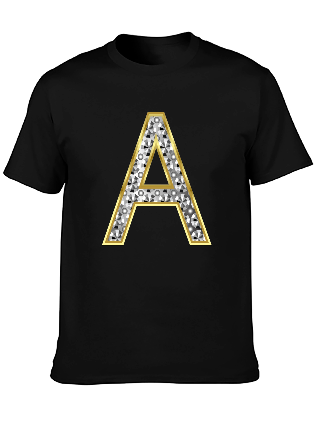 Diamond Letter A Graphic Tee - Stylish Black T-Shirt
