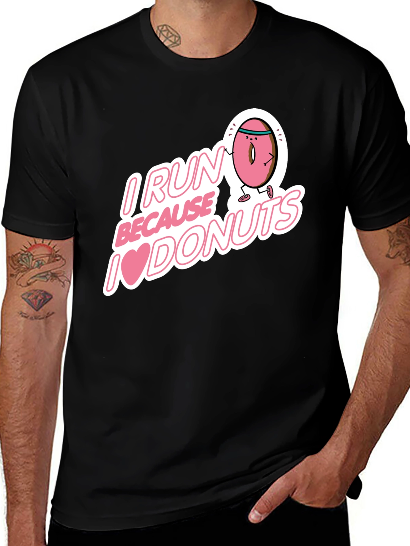 I Run Because I Love Donuts Graphic T-Shirt
