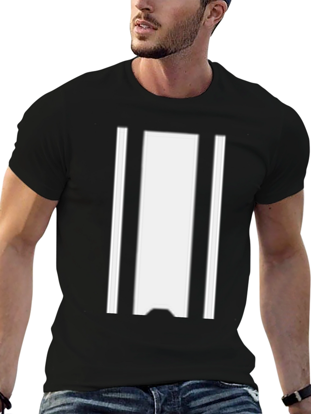 Modern Striped Graphic Tee - Black