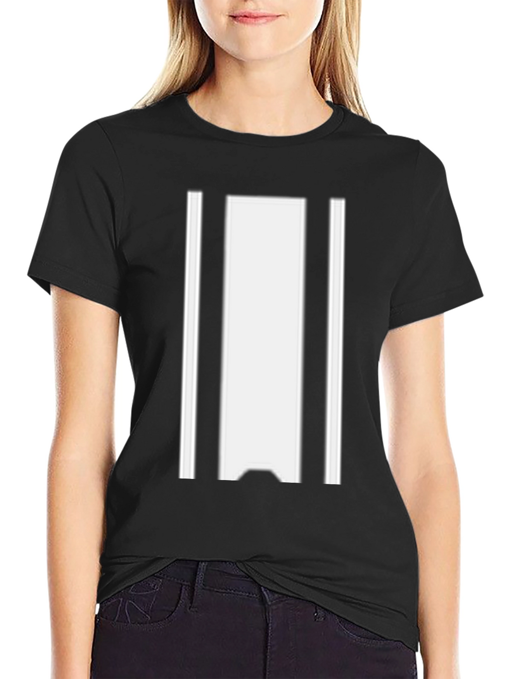 Modern Striped Graphic Tee - Black