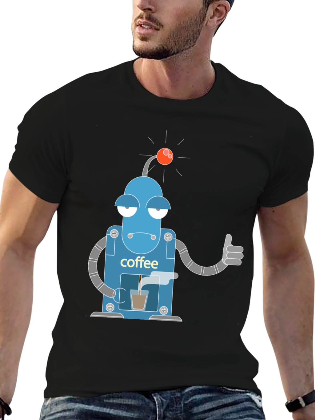 Coffee Robot Graphic Tee - Black T-Shirt