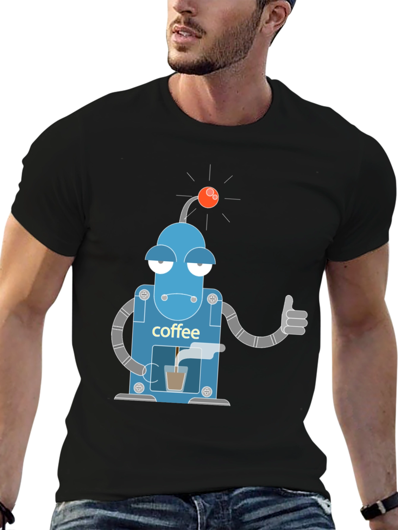 Coffee Robot Graphic Tee - Black T-Shirt