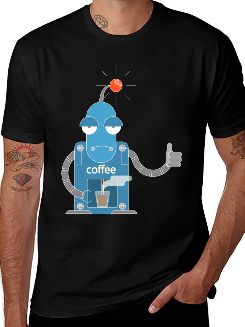Coffee Robot Graphic Tee - Black T-Shirt