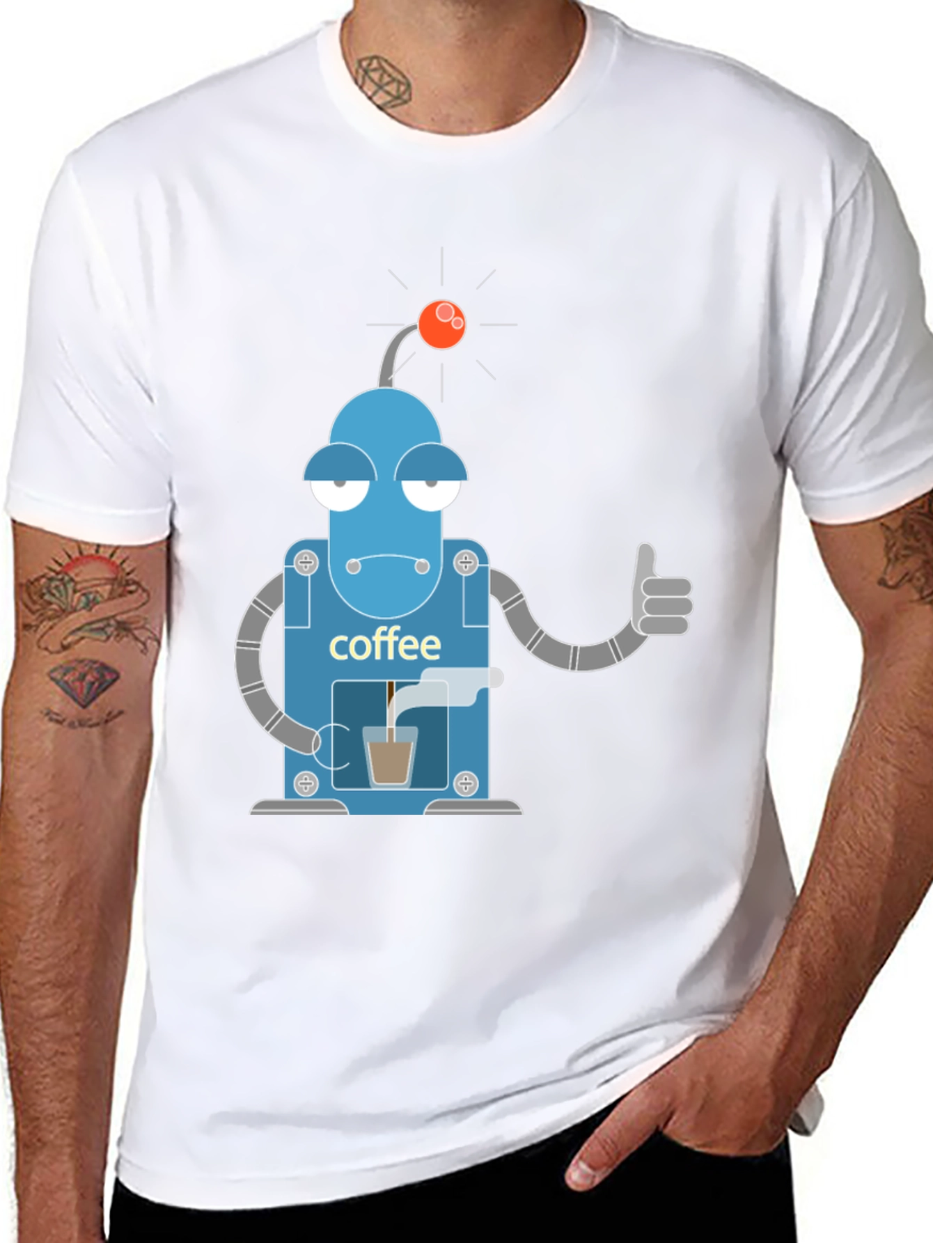 Coffee Robot Graphic Tee - Black T-Shirt