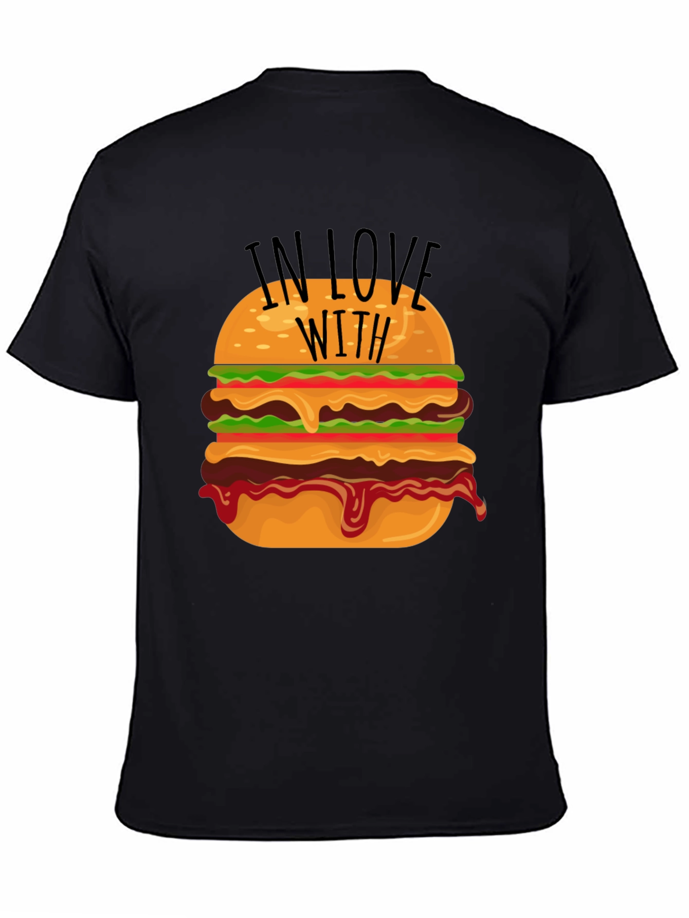 In Love With Burger Graphic T-Shirt - Black