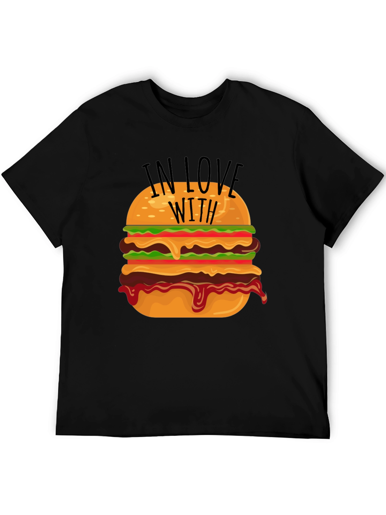 In Love With Burger Graphic T-Shirt - Black