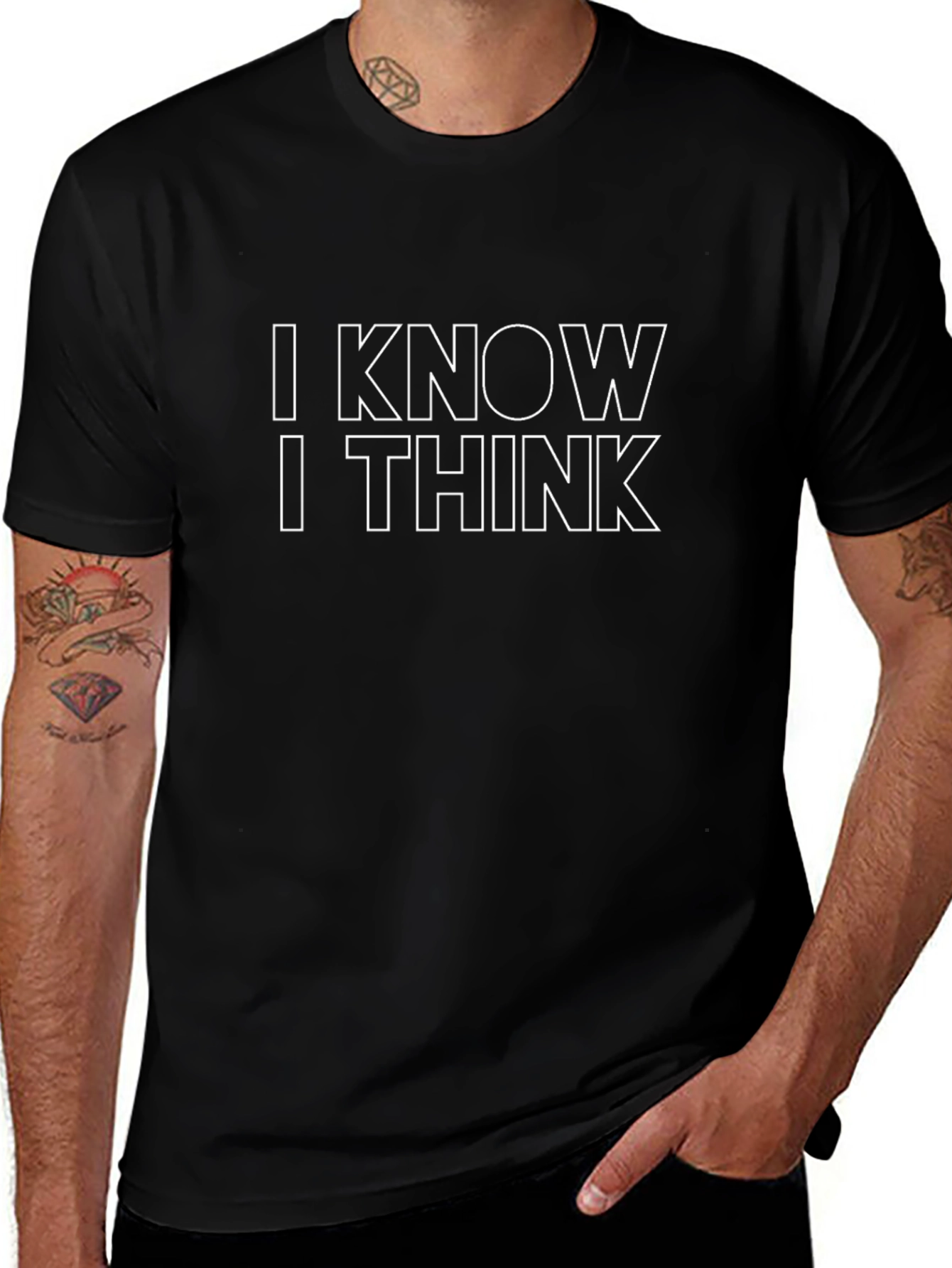 I Know I Think Graphic Tee - Black Casual Shirt