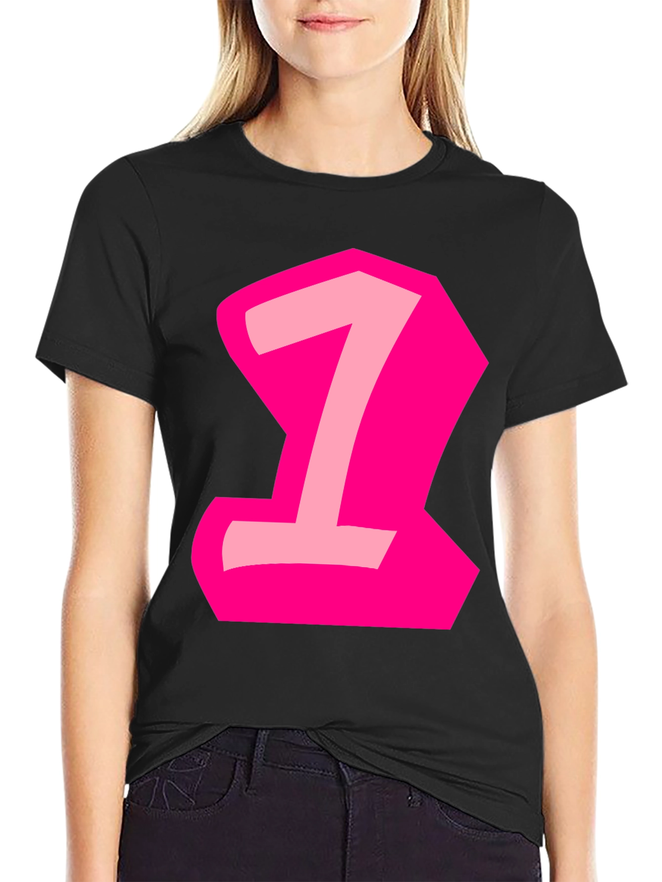 Number One Graphic Tee - Black Cotton Casual Shirt