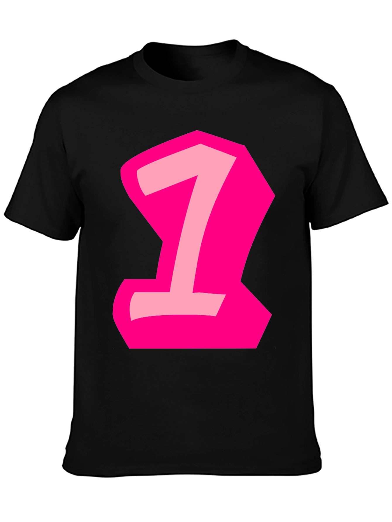 Number One Graphic Tee - Black Cotton Casual Shirt