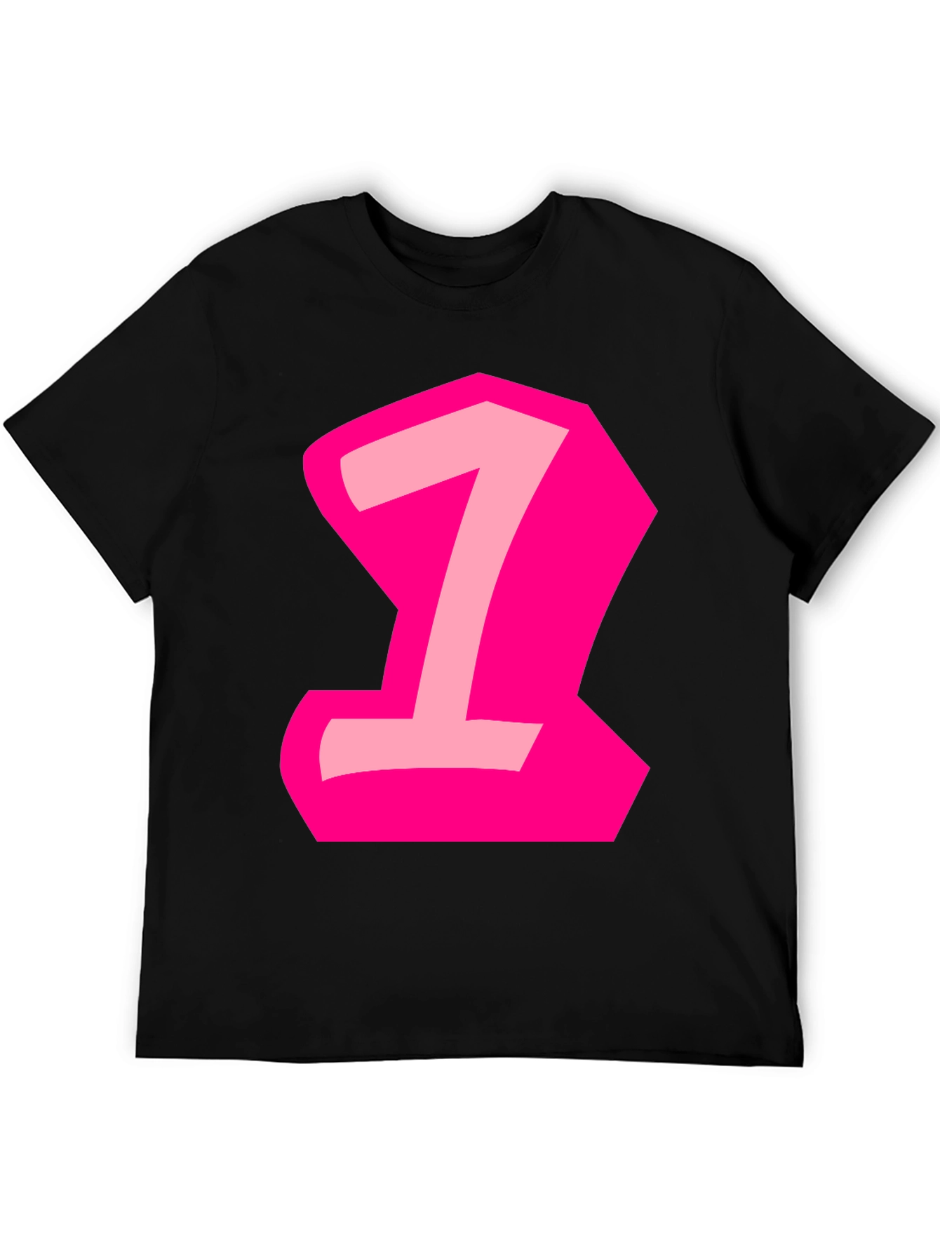 Number One Graphic Tee - Black Cotton Casual Shirt