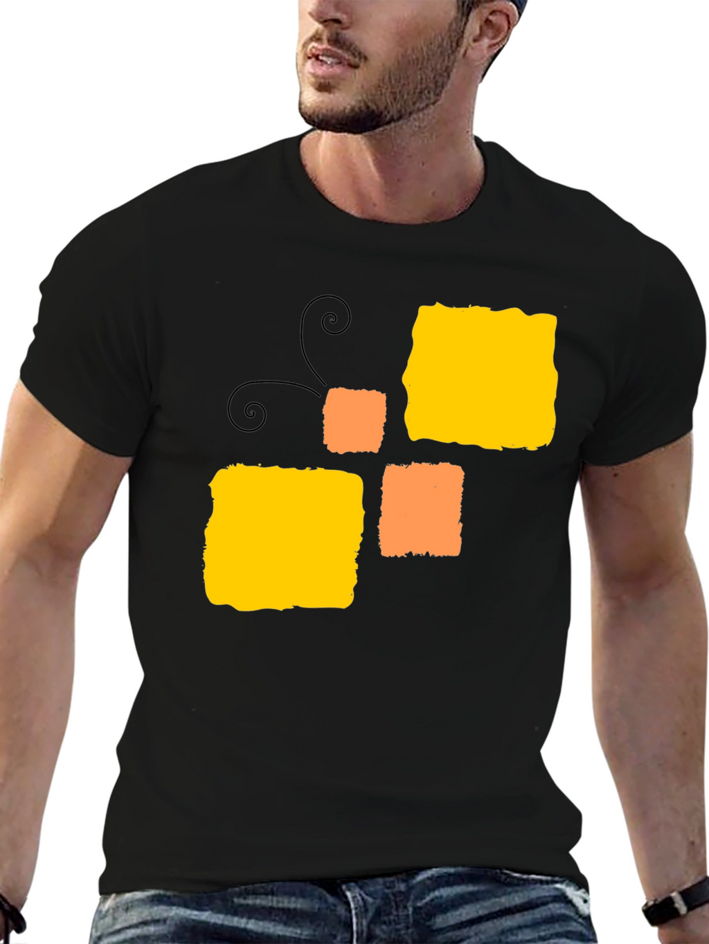 Abstract Squares Black T-Shirt