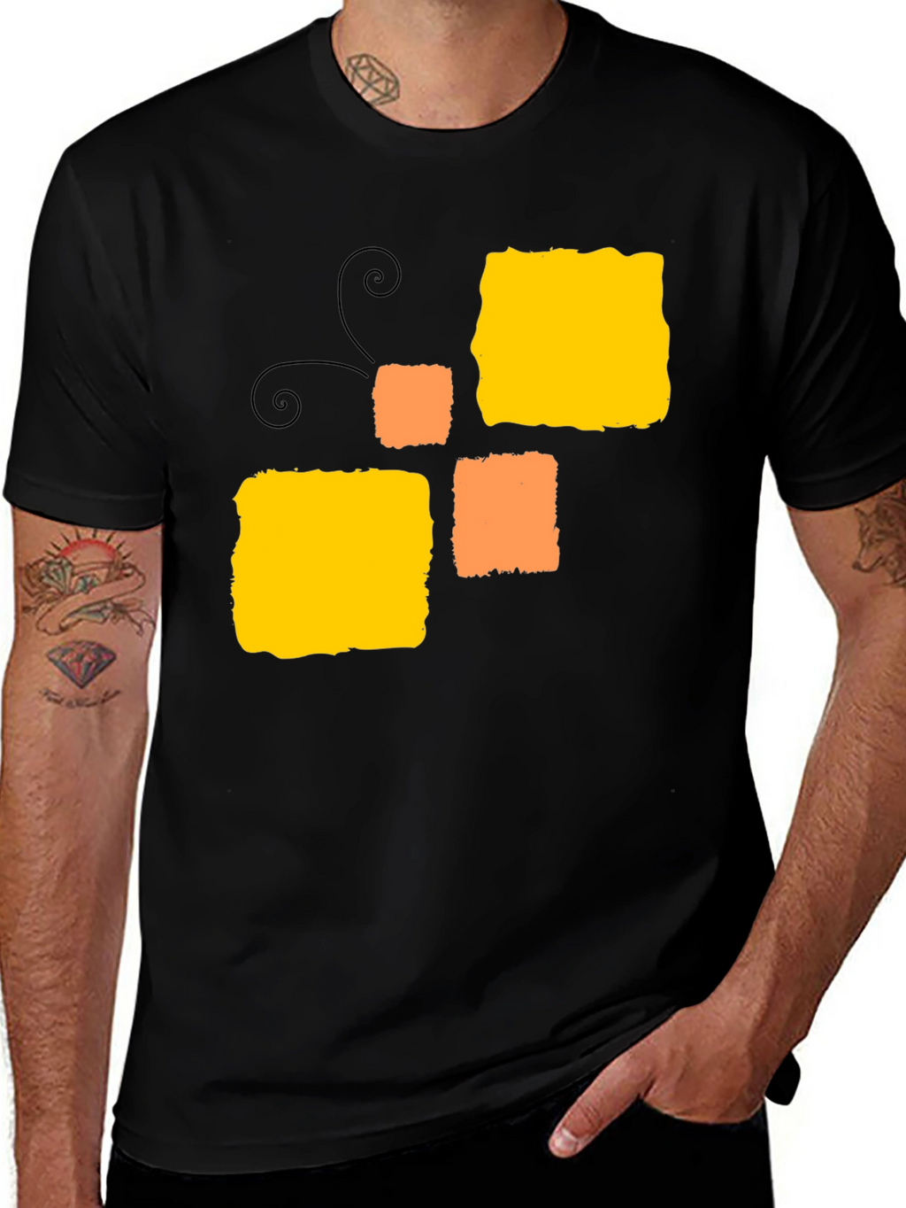 Abstract Squares Black T-Shirt