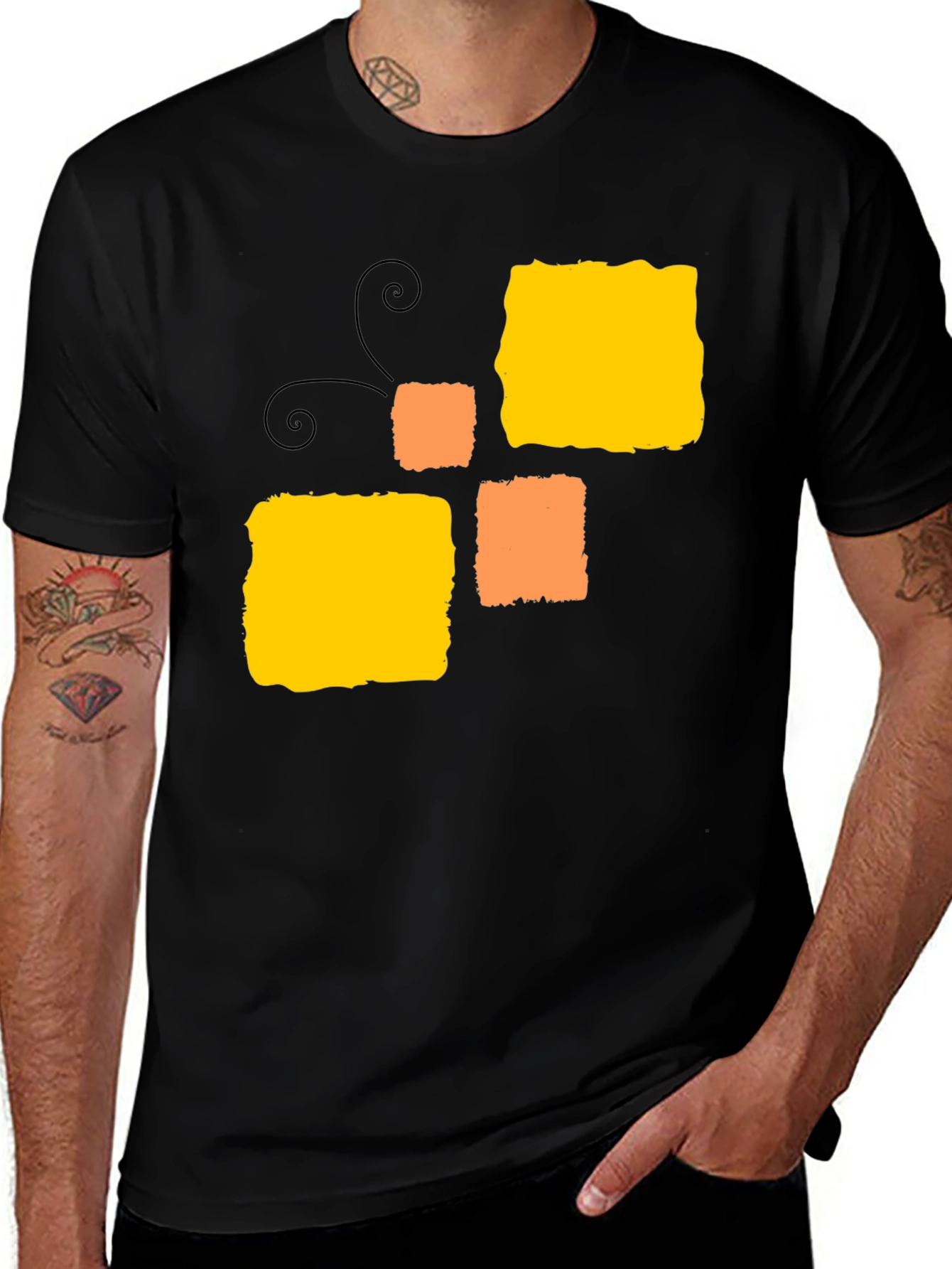 Abstract Squares Black T-Shirt