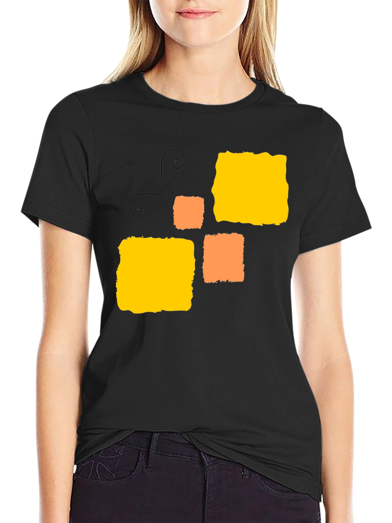 Abstract Squares Black T-Shirt