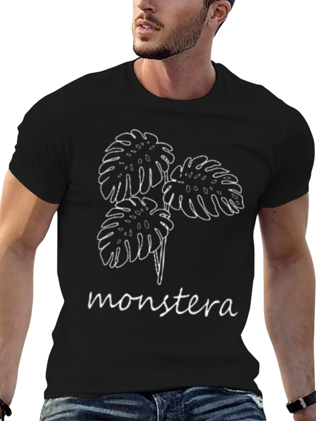 Monstera Leaf Graphic Black T-Shirt